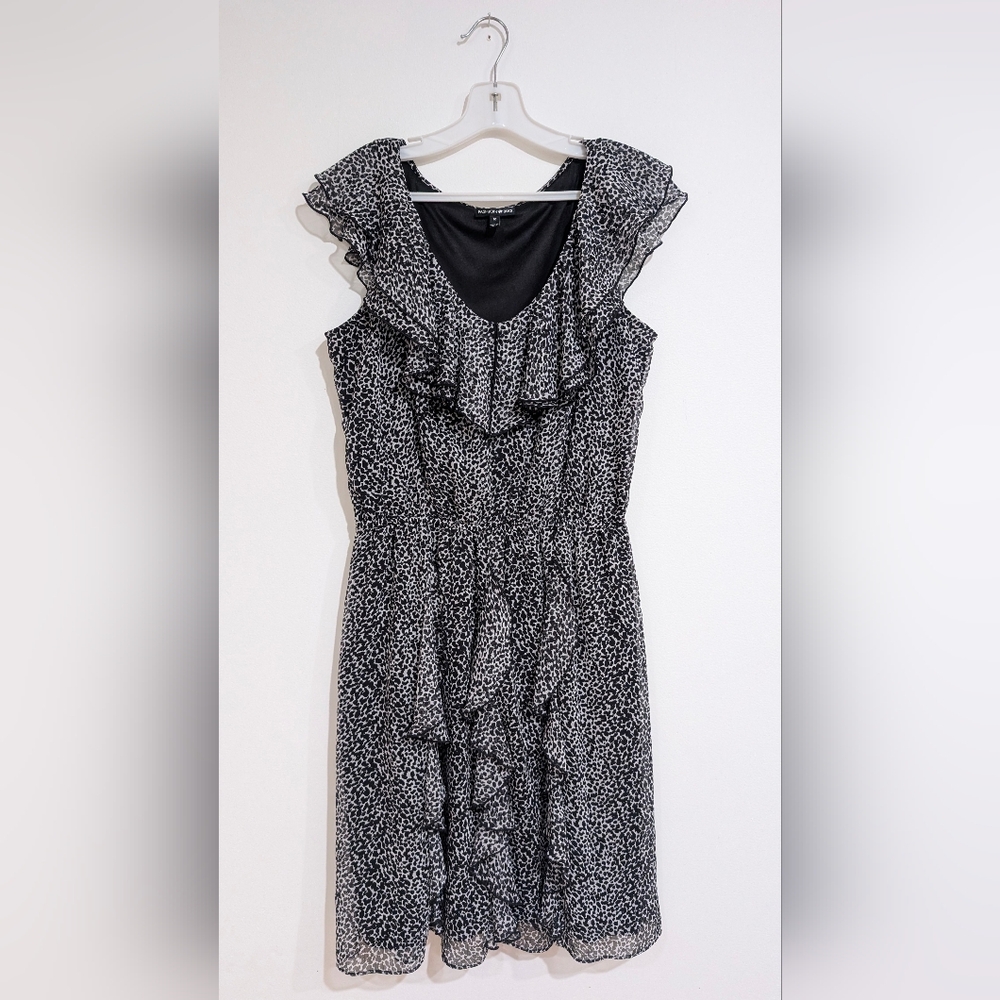 Fashion Bug Black and White Ruffle Mini Dress, 12